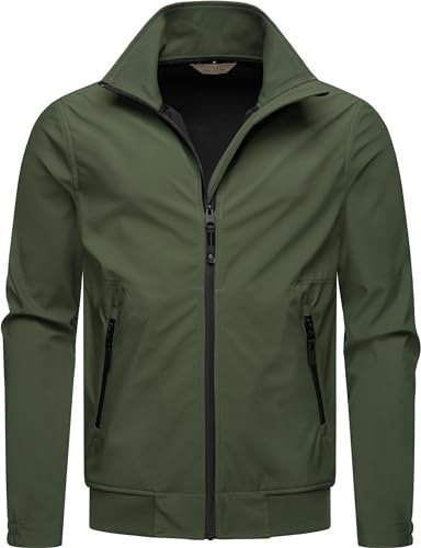 Ragwear leichte Herren Outdoorjacke kurze Übergangsjacke wasserdicht und atmungsaktiv mit Stehkragen und wasserdichten Verschlüssen Collwie YOUMODO Dark Olive Gr. 4XL