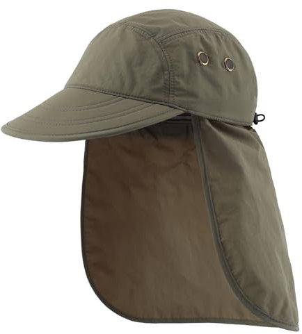 Decentron Mens UV Sun Protection Cap Fishing Hiking Cap Outdoor Sports Cap Mens Baseball Cap with Neck Flap Light Army Green