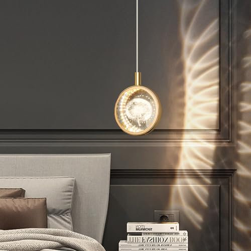 YOOCHUENG Gold Pendelleuchte 3 Farbe Moderne LED Kronleuchter Leuchten 3D Kristall Lampenform für Schlafzimmer Lichter,Wohnzimmer Lichter(1 Licht,Löwenzahn)