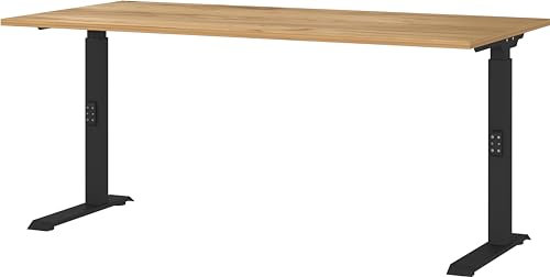 Germania Schreibtisch 7911-593, in Navarra-Eiche-Nb./Schwarz, me. höheneinst., 160 x 91 x 80 cm (BxHxT)