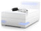 Wonello Dallas Boxspringbett 90x200 mit Bettkasten in Kunstleder Weiß I LED Beleuchtung und USB Anschlüssen I Design Bett für Jugendliche und Erwachsene I Stauraumbett mit Matratze und Topper