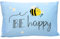 Dekohelden24 Zierkissen - Kuschel Kissen mit Biene/Dekokissen - Kopfkissen - BE Happy - L/B/H ca. 40 x 13 x 23 cm, 100% Baumwolle.