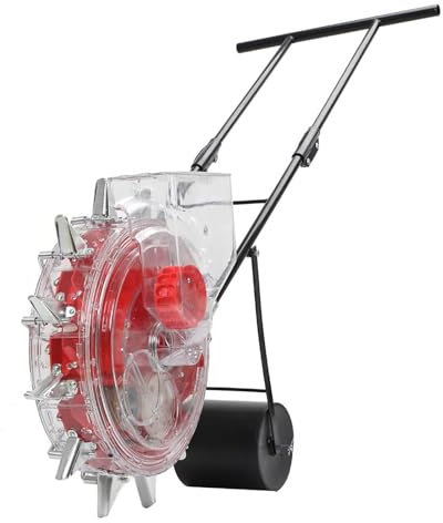 ZbOLi Manual Seed Planter Fertilizer Machine, Corn Soybean Peanut precisionHand-Push Roller Seeder,Lawn & Garden Spreaders with 5 Seed Plates 8 mouths