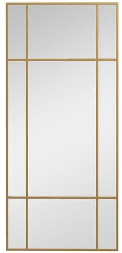 HOMCOM Miroir Mural verrière rectangulaire Style fenêtre, Horizontal ou Vertical avec 4 Crochets, en métal doré - 110x50 cm