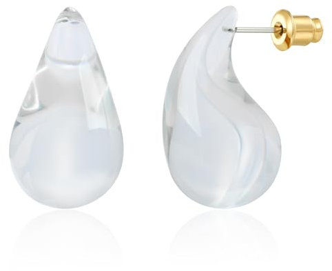 IE&WHITE Weiße Ohrringe Wassertropfen Ohrstecker für Damen – Elegantes