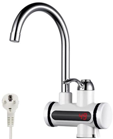 Instant Hot Water Tap, Electric Tap UK Plug, 220V 3000W Electric Hot and Cold Mixer Water Faucet with LED Digital Display for Kitchen Bathroom