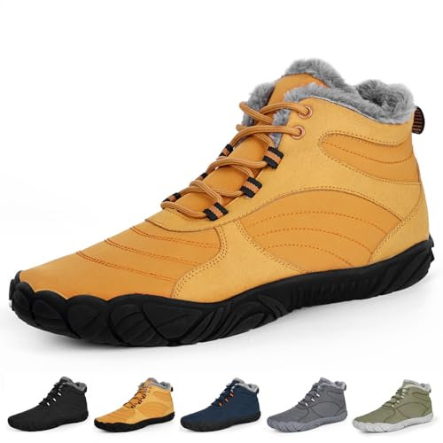 RUYI Chaussures pieds nus d'hiver pour homme et femme - Doublure chaude - Chaussures d'hiver imperméables - Chaussures de trail confortables - Avec large boîte à orteils, Wb01 Jaune, 39 EU