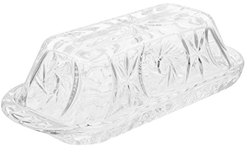 HUNTFF Plato de Mantequilla Antiguo Contenedor de Mantequilla Plato de Mantequilla de Vidrio Conservador de Mantequilla Rectangular con Tapa Contenedor de Almacenamiento de Alimentos para mantequil