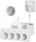 Multiprise Extra Plate,Prise Multiple 4 Prises Française Terre 16A 2P+T, Multiprise Electrique Murale avec Interrupteur Individuel,Chargeur USB Prise Plate Derriere Meuble Rallonge Cable 2M,Blanc