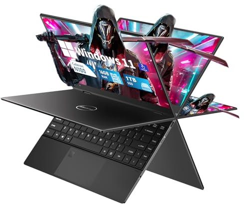 FUNYET Portatile 14 pollici, Win11 Pro laptop PC, N100 CPU 1920 × 1200P IPS schermo portatile FHD 16GB 1TB SSD USB Bluetooth mini HDMI WiFi tastiera retroilluminata