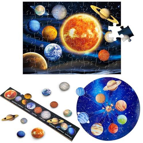 JOPSHEEN 3 Sonnensystem Puzzle für Kinder, Puzzle Planeten Geschenk für Jungen und Mädchen
