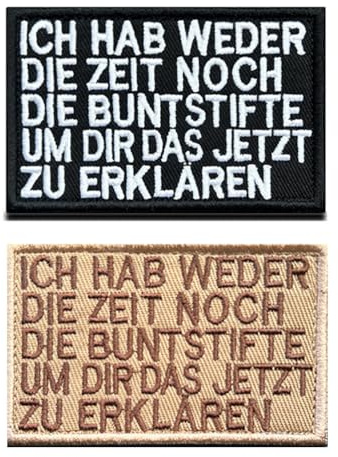 2 Stück''Ich hab weder die Zeit''Lustig Patches Taktische Abzeichen Bestickt,Gestickt Emblem zum Hook and Loop auf Kleidung Dekorative Uniform,Weste,Mützen,Jeans,DIY-Zubehör,Jacken,Hosen,Rucksack.