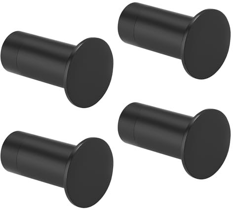 SAYAYO 4PCS Coat Hooks Screw-in Bathroom Towel Robe Hook, SUS304 Stainless Steel Heavy Duty Door Hanger Hat Clothes Closet Sponges Holder for Kitchen Home, Matte Black Finished