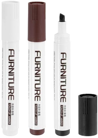 sourcing map Furniture Markers Touch Up, 3pcs Furniture Repair Kit Wood Filler Sticks Wood Markers for Scratches Wooden Floor Table Cabinet Laminate Frames, Black/Rusted Brown/White