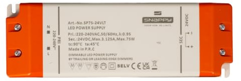 kalb | Vareo, 12VDC oder 24VDC LED Netzteil TRIAC dimmbar, 230V Eingang, 30W oder 75W Ausgang, flackerfrei, kompatibel mit Phasenanschnitt-Dimmern, konstante Spannung für Beleuchtung (24VDC, 75, Watt)