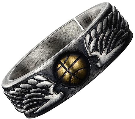 Healvian Halsketten-dekorring Finger Ringe Basketball-charm-ringe Retro- Männlicher Kreativer Mann Ringe Für Teenager Statement- Für Modering Metall