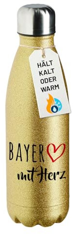 Huuraa Glitzer Trinkflasche Bayer mit Herz Geschenk