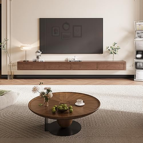 Meuble TV Flottant, Grand Meuble De Divertissement Mural avec Tiroir De Rangement, Meuble TV Bas Suspendu avec Portes Rabattables pour Salon, Bureau, Chambre À Coucher(Brown,120cm)