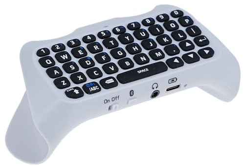 A-DIGISHUO Wireless Bluetooth Chatpad for P S 5 Controller, White Detachable Rechargeable Keypad with Voice Chat Support for P layStation 5 Gaming