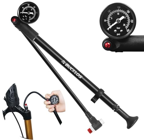 Shock Pump for MTB, High Pressure 300/400 PSI Air Fork & Rear Shock Pump | Pressure Gauge, Zero Air Loss Schrader Valve, Durable Bicycle Suspension Maintenance Tool Accessories for Mountain Road Bike
