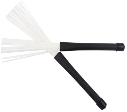 Schlagzeugbesen Nylon 2 Stück für Percussion Instrumente Weiß | Leicht und Robust, Vielseitiges Zubehör, Edelstahl und Nylon, für Schlagzeugspieler und Jazz Anwendungen