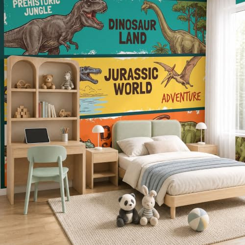 Papel Pintado dinosaurio americano animal Caramelo de naranja Papel De Pared,Decoracion Salon Dormitorio Paisaje Bosque de dinosaurios Murales Póster Moderno Fotomurales Decorativos Pared,200x140cm