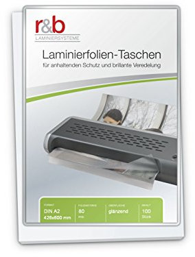 r&b FT-A2-80 Laminierfolien A2, 426 x 600 mm, 2 x 80 mic, 100 Stück, glänzend