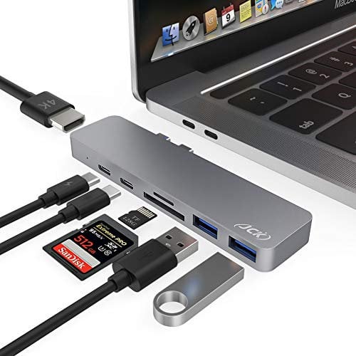 JCK HUB USB C, 7 en 1 Adattatore MacBook Air/Pro 2020-2017, Macbook Air/Pro M1 con 13 / 15 / 16 , 4K HDMI, Thunderbolt 3, 2 Puertos USB 3.0, Slot Scheda SD/TF