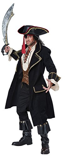 California Costumes Men Deluxe Pirate Captain Adult Sized Costume, Black, Brown, X-Large US