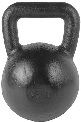 Tunturi Kugelhantel 28 kg aus Gusseisen mit Gummiboden, Kettlebell