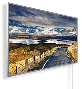 Infrarotheizung – Bildmotiv – TÜV SÜD - 450 Watt + Thermostat - Weißer Rahmen (05. New Zealand)