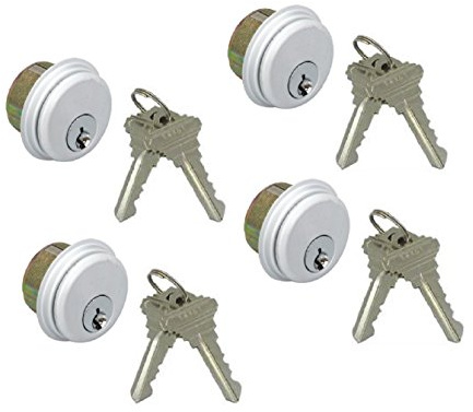 Pacific Doorware Commercial Mortise Cylinder Lock - Aluminum Silver, 4 Pack