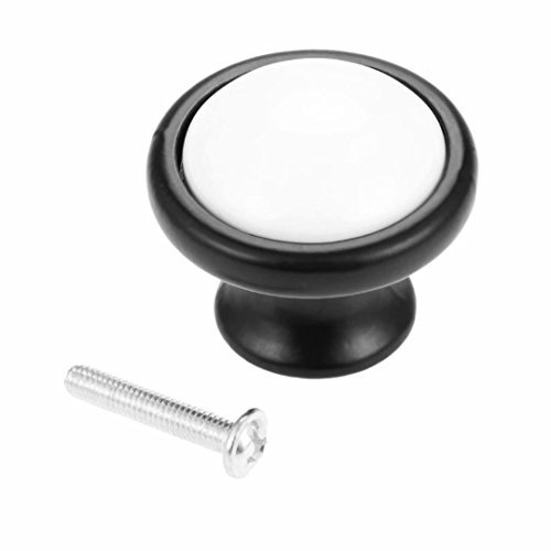 FBSHOP(TM) 2PCS Weiße und schwarze Keramik Türgriffe/Pull Griffe/Türknauf für Kommoden und Badezimmer Schränke, Schlafzimmer Schubladen, Küchenschränke und Wohnzimmer,A-einzelnes Loch
