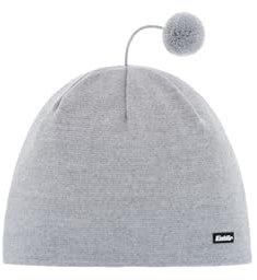 Eisbär Damp Strickmütze Bommelmütze Skimütze Wintermütze Beanie Herren - Made in The EU mit Futter, Futter Herbst-Winter Winter - One Size hellgrau