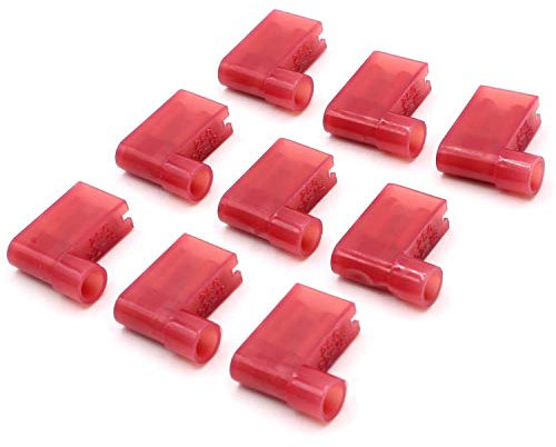 50 Stück Flachsteckhülsen weiblich 90 Grad rot 0,5-1,5 mm² Steckbreite 6,3mm Vollisolierte Steckverbinder Kabelsteckschuhe Kabelschuhe Verbinder aus Messing verzinnt