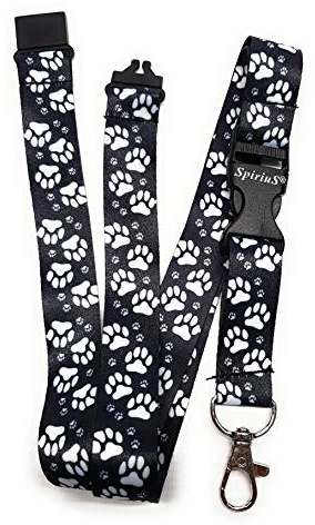 SpiriuS Safety Breakaway Lanyard Neck Strap for id Card Badge Holder with Metal Clip 2cmx43cm Original Design (Animal Foots)