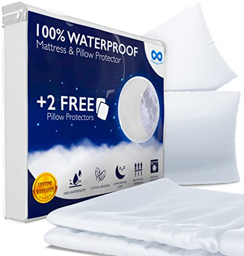 Everlasting Comfort Waterproof Mattress Protector With 2 Pillow Protectors | King Size, 2 Pillow Protectors, Deep Pocket, Noiseless, Hypoallergenic, Machine Washable, Soft Fabric, Waterproof
