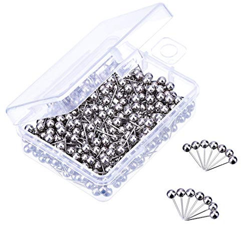 400 Stück Silbern Landkarte Pinnadeln mit Kopf und Stahlspitze