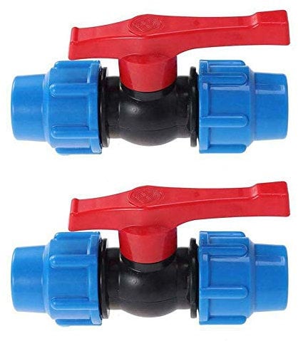 32mm Stop Tap Valve Connector 2 Pack for HDPE Water Pipe Compression Fit Value Tap