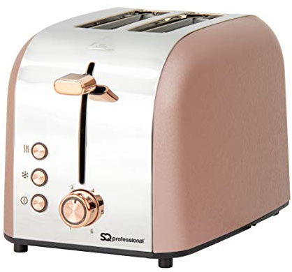 SQ Professional Epoque 2 Slice Toaster with Rose Gold Accents, High-Lift, Wide Slots & 6 Browning Options 900W (Pink)