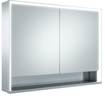 KEUCO Royal Lumos LED Spiegelschrank mit 2 Türen und offenem Fach, 100 cm, Made in Germany, Vorbau, Aluminium-Korpus, Seiten verspiegelt, Beleuchtung dimmbar, Lichtfarbe einstellbar