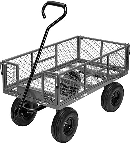 VIVOHOME Robuster Gartenwagen aus Stahlgeflecht mit abnehmbaren Seitenteilen 400kg Handwagen mit 180° drehbarem Griff für Garten Camping Festival
