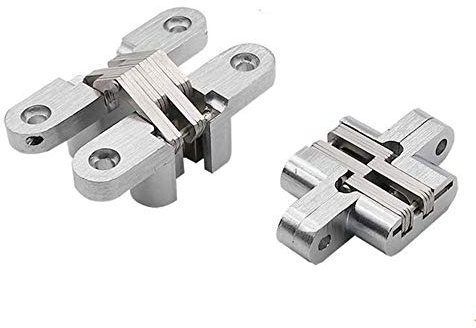 2 x KAIISSA Bisagra Oculta Cruzada Invisible de 180 Grados - Aleación de Zinc Para Puerta de Madera y Gabinete Plegable
