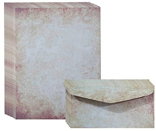 20 Pieces Vintage Briefpapier Schreib Set, Vintage Umschlag, Leerer Briefpapier Umschlag, A4 Briefpapier, Dickes Briefpapier Druckerfreundlich, Beidseitig Verfügbar, für Post, Einladung, Büro