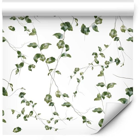 murando - Vlies Tapete Deko Panel Fototapete Blätter Natur Wanddeko 10 m Tapetenrolle Mustertapete Wandtapete modern design Dekoration - Efeu weiß grün b-B-0562-j-a