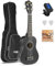 MAX UKEY Ukulele Komplett Set inkl. Plektren, digitalem Stimmgerät und Tasche, 21 mini Gitarre, Ukulele Erwachsene mit Zubehör für Anfänger, Soprano, 4 Nylon Saiten, 12 Bünde - Schwarz