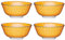 KitchenCraft Set of 4 Glazed Stoneware Bowls with Spotty/Textile Pattern, Bright Orange Ceramic Bowls with Footed Base, Microwave & Dishwasher Safe, 15.7 cm (6)
