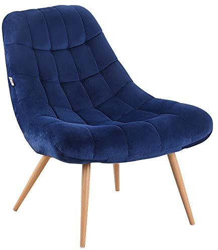 HOMCOM Poltrona Moderna e Imbottita, Poltroncina da Camera con Seduta Extra Large in Tessuto Blu, 71x85x84cm