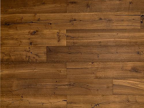 TRECOR® Klick Parkett Eiche Rustikal Landhausdiele, gebürstet, gefast, dunkelbraun geölt - Välinge 5G Drop Down Klicksystem, Format: 1900x190x14 mm (Parkettboden | 1m², Eiche dunkelbraun)