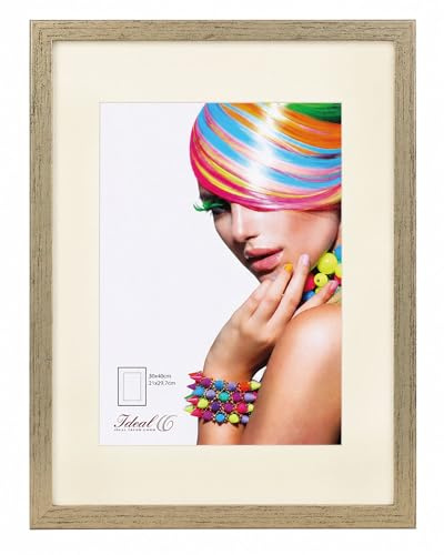 IDEAL TREND 3D Objektrahmen Bilderrahmen mit Passepartout & gehärtetem Glas Holz MDF Rahmen Foto Poster: Farbe: Silber-Antik | Format: 30x40